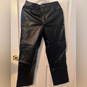 Mango Black Cropped Faux Leather Jeans